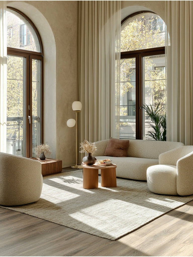 Amore Series 100% Natural Banana Silk Viscose and Wool Blend Living Room Handwoven Carpet SILVER