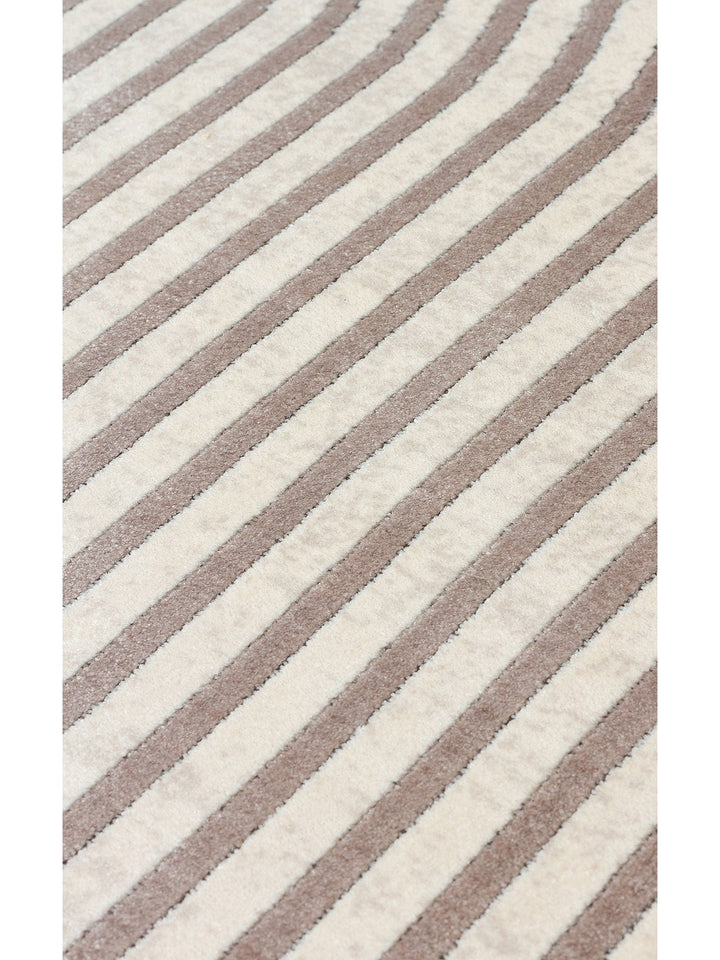 Monza Geometrik Desenli Yüksek Kalite Sık Dokuma Parlak Modern Salon Halısı 03 CREAM GREY - Carpetdocia