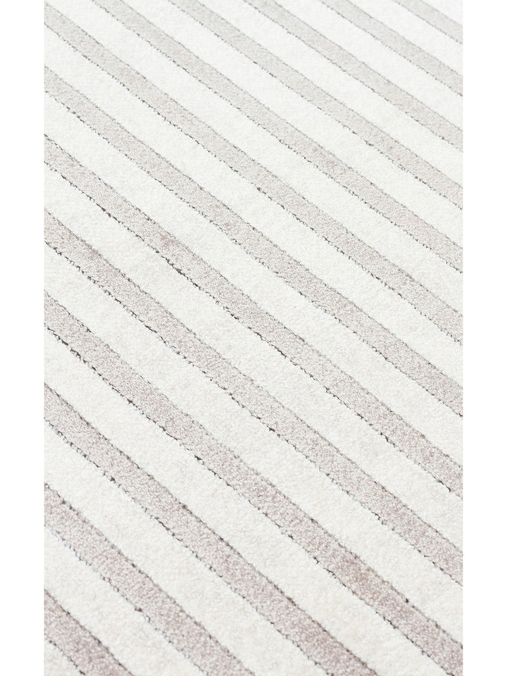 Monza Geometrik Desenli Yüksek Kalite Sık Dokuma Parlak Modern Salon Halısı 03 CREAM GREY - Carpetdocia