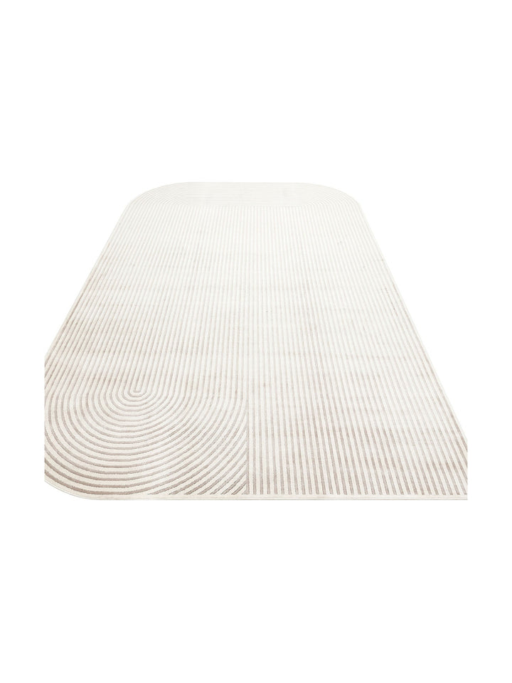 Monza Geometrik Desenli Yüksek Kalite Sık Dokuma Parlak Modern Salon Halısı 03 CREAM GREY - Carpetdocia