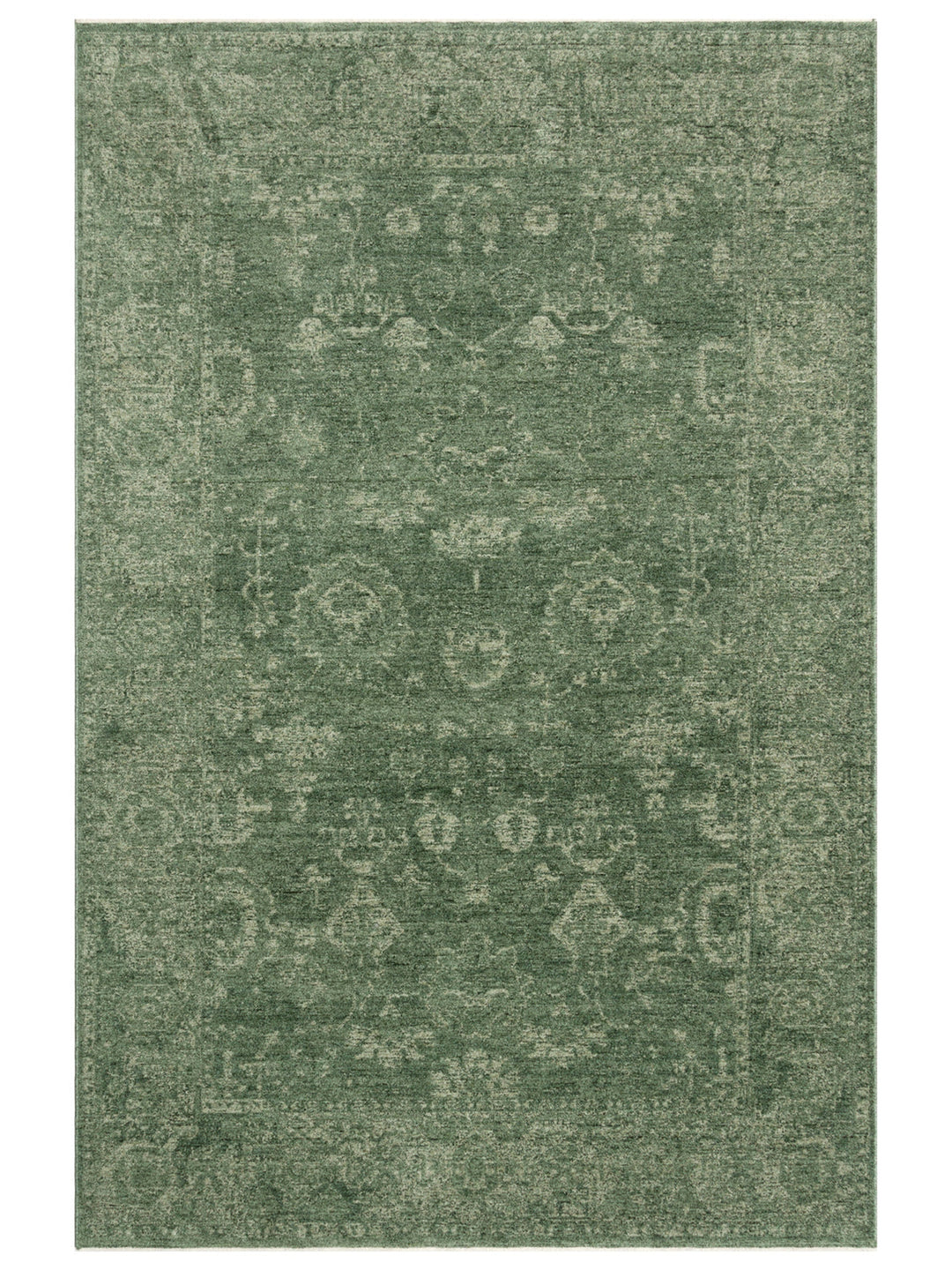 Tabriz Series Vintage Antique Patterned Modern Soft Textured Carpet 02 GREEN