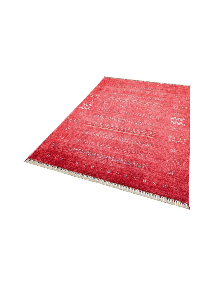 Oushak Carnaval Tappeto Moderno Uşak in TENCEL™ realizzato a mano, 100% naturale, facile da pulire, 06 RED