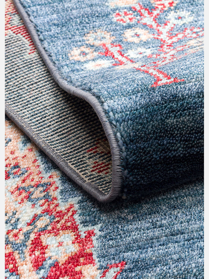 Oushak Carnaval %100 Naturel Kolay Temizlenir El Emeğiyle Üretilen TENCEL™ Modern Uşak Halısı 08 NAVY TURQUOISE - Carpetdocia