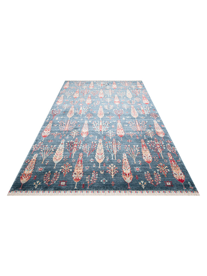Oushak Carnaval Tappeto Uşak moderno TENCEL™ realizzato a mano, 100% naturale, facile da pulire 08 NAVY TURQUOISE
