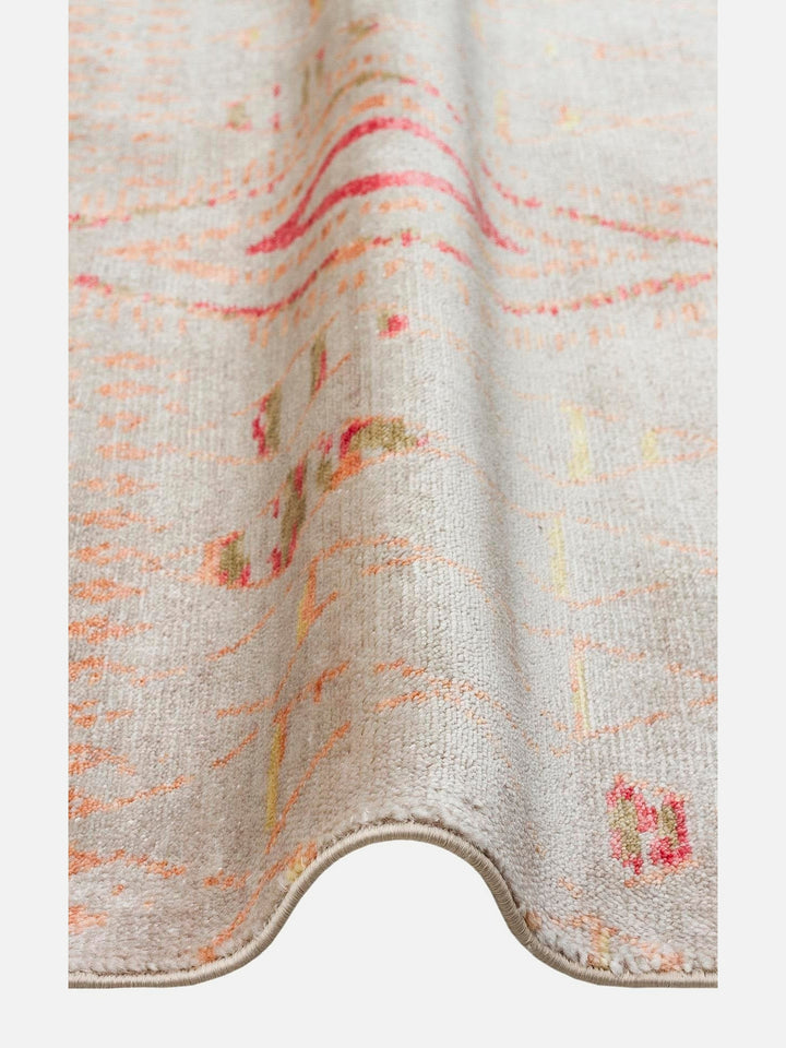 Oushak Carnaval %100 Naturel Kolay Temizlenir El Emeğiyle Üretilen TENCEL™ Modern Uşak Halısı 15 BEIGE AUTUMN - Carpetdocia