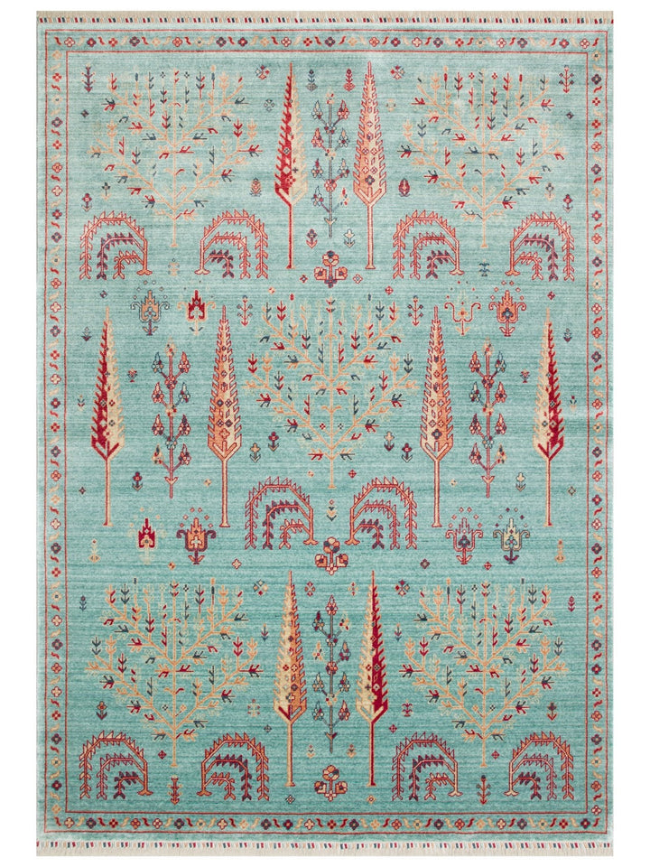 Oushak Carnaval Tappeto Uşak moderno TENCEL™ realizzato a mano, 100% naturale, facile da pulire 22 TURQUOISE