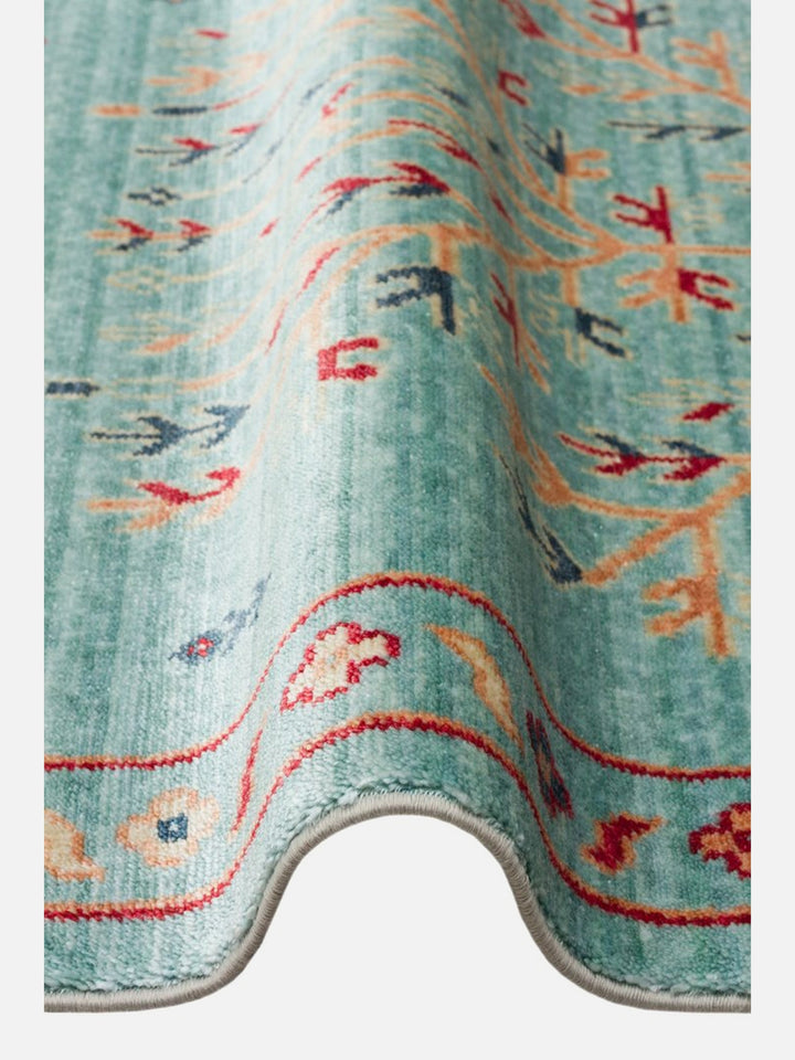Oushak Carnaval %100 Naturel Kolay Temizlenir El Emeğiyle Üretilen TENCEL™ Modern Uşak Halısı 22 TURQUOISE - Carpetdocia