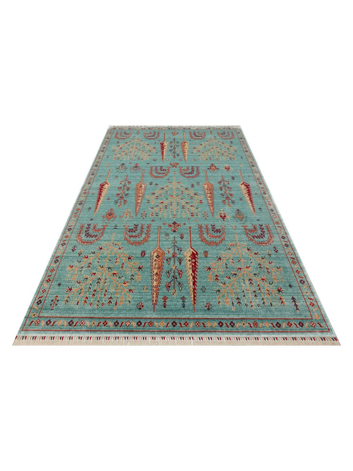 Oushak Carnaval Tappeto Uşak moderno TENCEL™ realizzato a mano, 100% naturale, facile da pulire 22 TURQUOISE