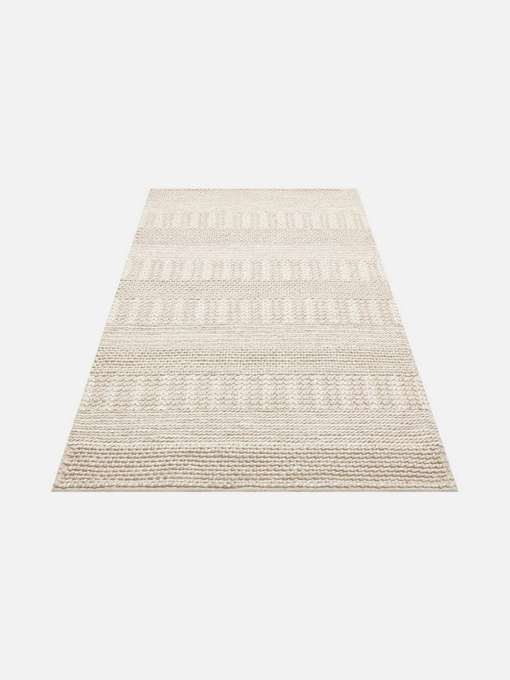 Woolstar %100 Naturel Kazak Desenli Salon Oturma Odası Koridor Antre El Dokuma Örgü Halı J352 BEIGE - Carpetdocia