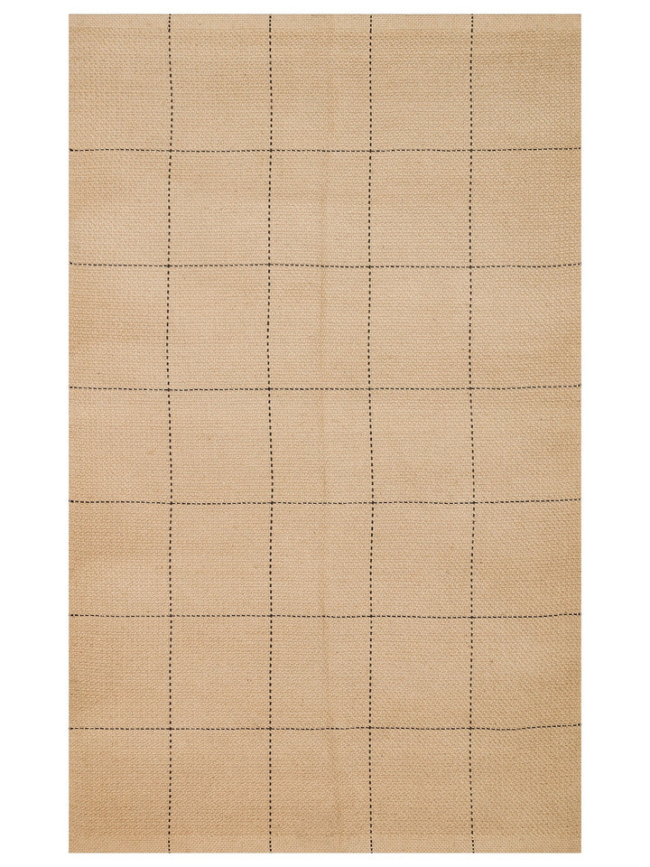 Agra %100 Naturel Jüt ve Pamuk Çift Taraflı Oturma Odası Koridor Mutfak Balkon Modern Kilim 01BLK - Carpetdocia
