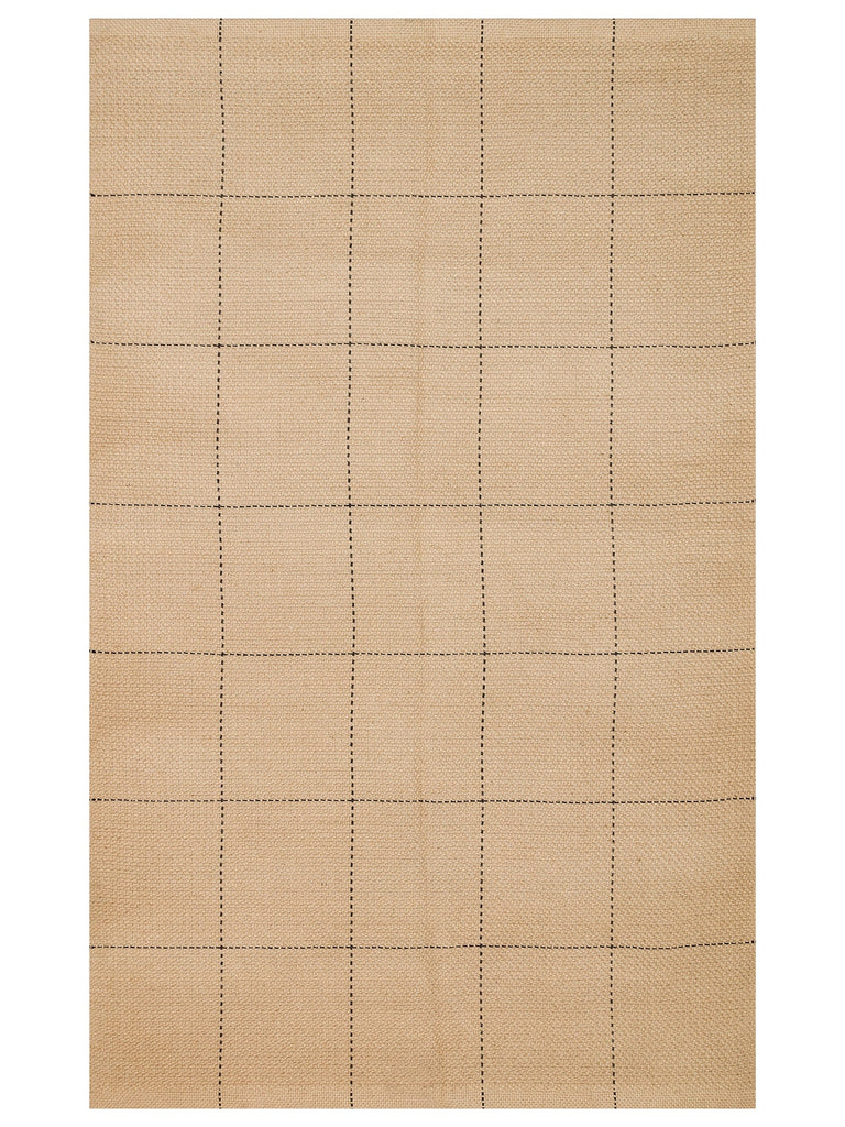 Agra 100% Natural Jute and Cotton Double Sided Living Room Corridor Kitchen Balcony Modern Rug 01BLK