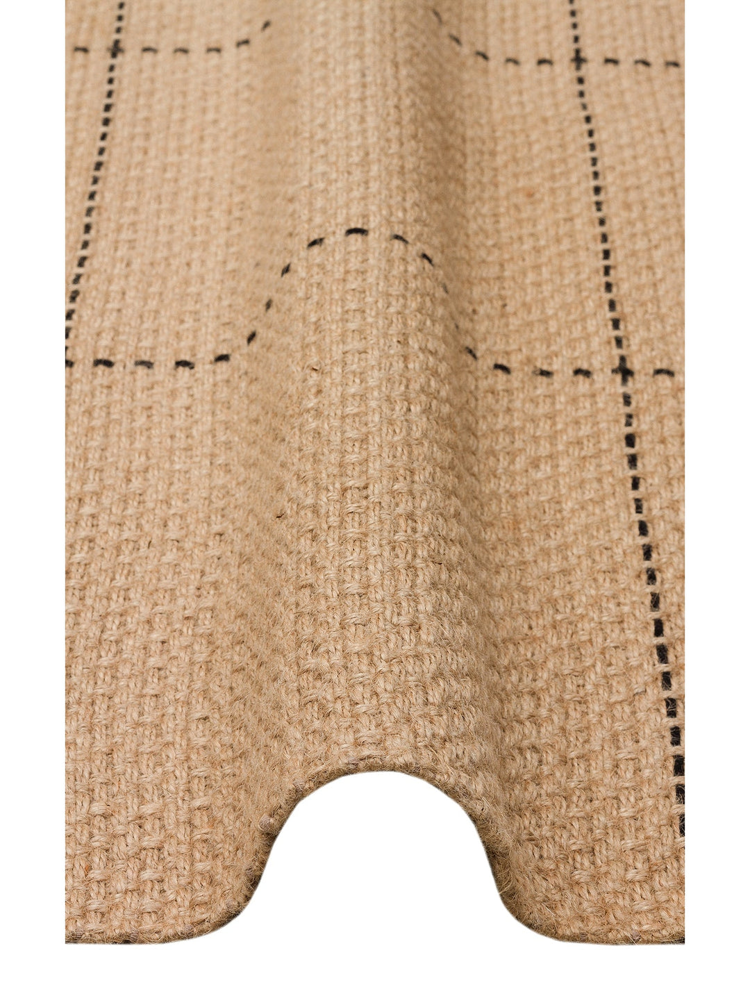 Agra %100 Naturel Jüt ve Pamuk Çift Taraflı Oturma Odası Koridor Mutfak Balkon Modern Kilim 01BLK - Carpetdocia