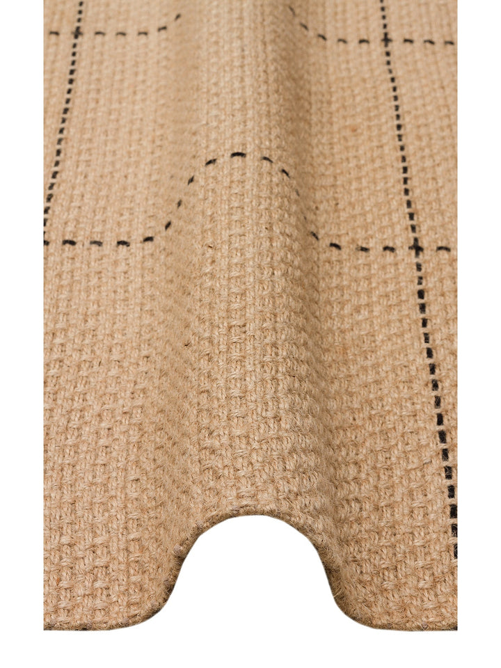 Agra %100 Naturel Jüt ve Pamuk Çift Taraflı Oturma Odası Koridor Mutfak Balkon Modern Kilim 01BLK - Carpetdocia