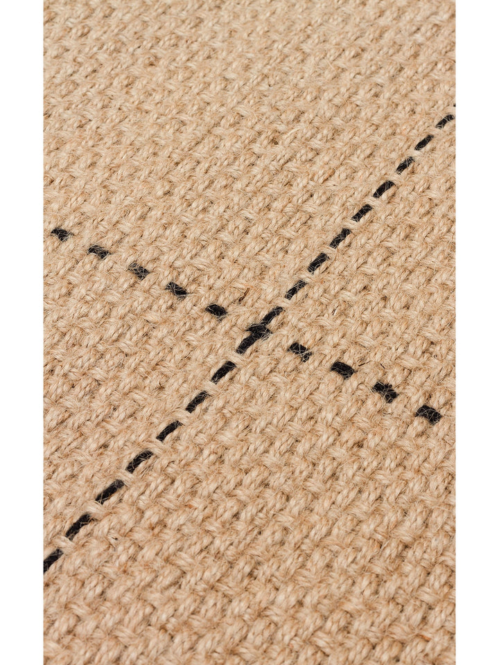 Agra %100 Naturel Jüt ve Pamuk Çift Taraflı Oturma Odası Koridor Mutfak Balkon Modern Kilim 01BLK - Carpetdocia