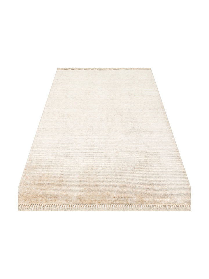 Brasilia Tensel El Emeğiyle Üretilen Modern Sade Şık Özel Kara Tezgah Halısı PLAIN BEIGE - Carpetdocia