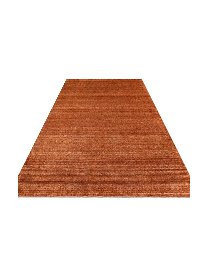 Brasilia Tensel El Emeğiyle Üretilen Modern Sade Şık Özel Kara Tezgah Halısı PLAIN TERRACOTTA - Carpetdocia