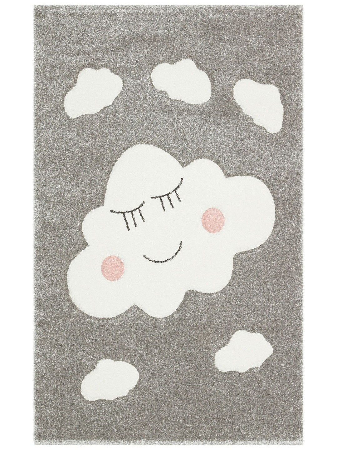 Carpetdocia Kids Eğlenceli Bulut Desenli Çocuk Halısı 09 GREY - Carpetdocia