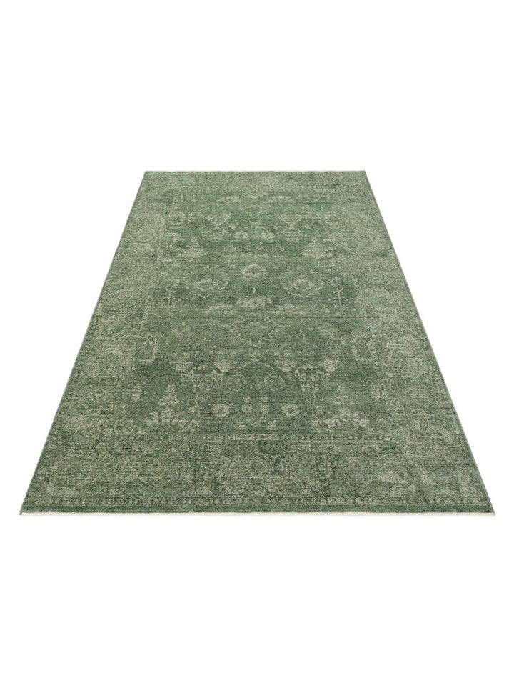 Tebriz Serisi Vintage Eskitme Desenli Modern Yumuşak Dokulu Halı 02 GREEN