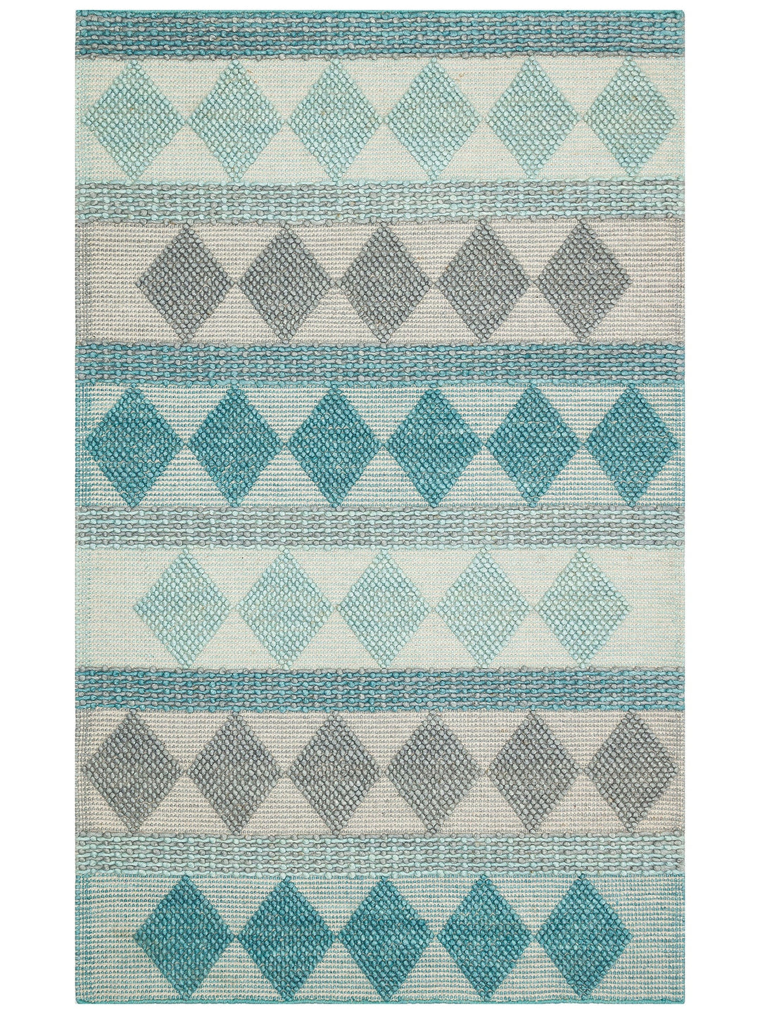 Woolstar %100 Naturel Kazak Desenli Salon Oturma Odası Koridor Antre El Dokuma Örgü Halı JD 01 BLUE - Carpetdocia