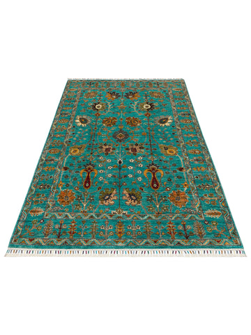 El dokuma Afgan turkuaz halı 151x211 cm stüdyo çekimi