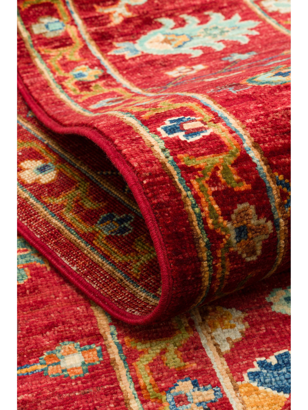 El dokuma Afgan halı kırmızı bitkisel desen 175 x 241 cm rulo