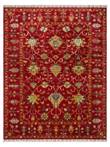 El dokuma Afgan kırmızı halı 156x198 cm kuşbakışı