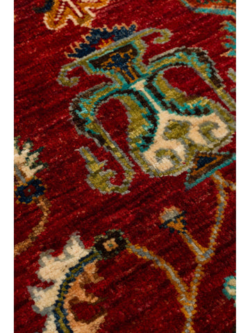 El dokuma Afgan halı kırmızı bitkisel desen 155x206 cm