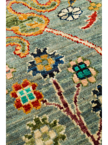 El dokuma Afgan halı petrol mavisi palmet detay 211x306 cm