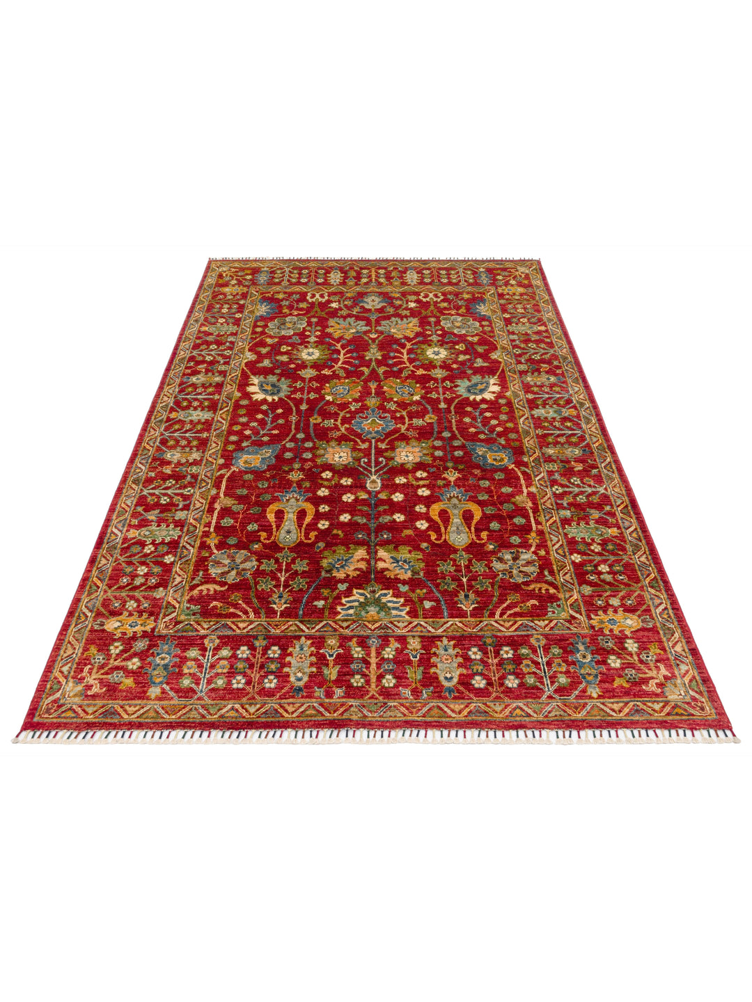 El dokuma Afgan kırmızı halı 175x236 cm stüdyo çekimi