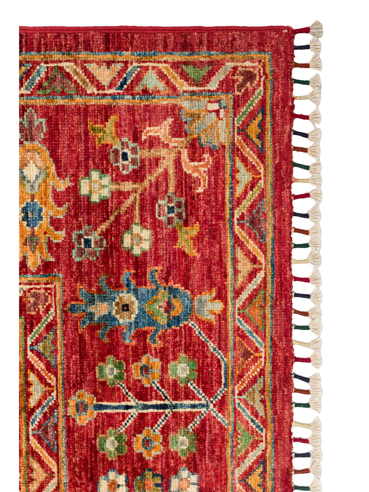 El dokuma Afgan kırmızı halı 175x236 cm stüdyo çekimi