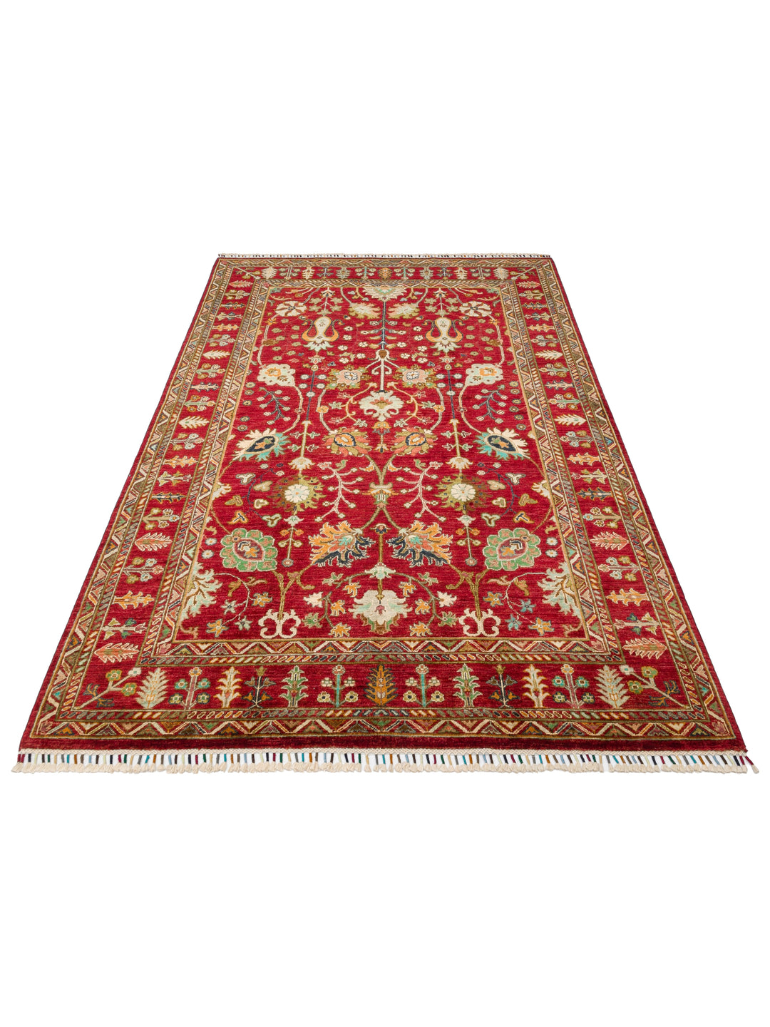El dokuma Afgan kırmızı halı 176x246 cm stüdyo çekimi