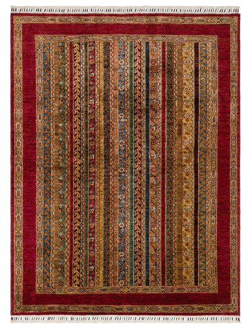 El dokuma Afgan halı kırmızı bitkisel desen 160x207 cm