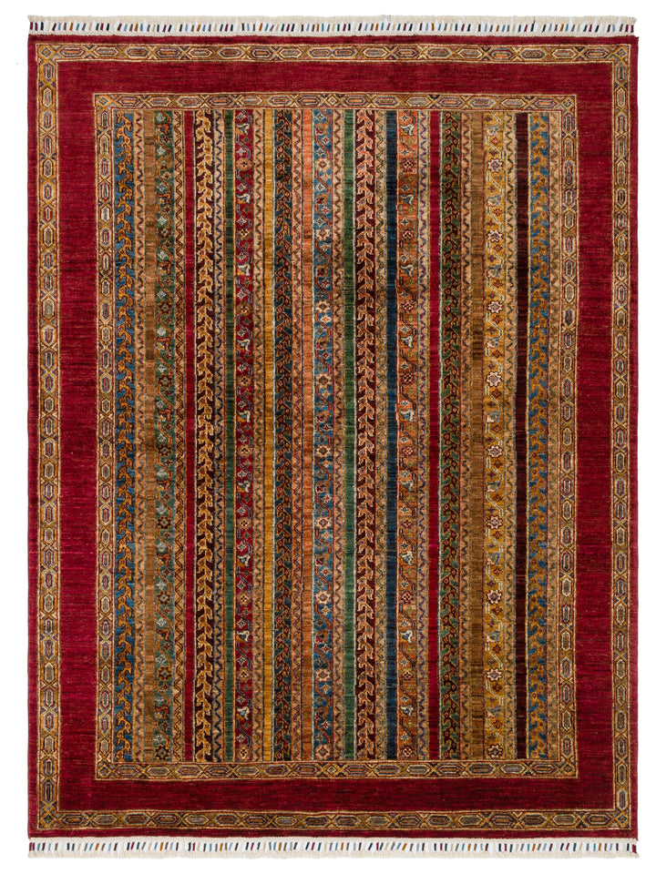 El dokuma Afgan halı kırmızı bitkisel desen 160x207 cm