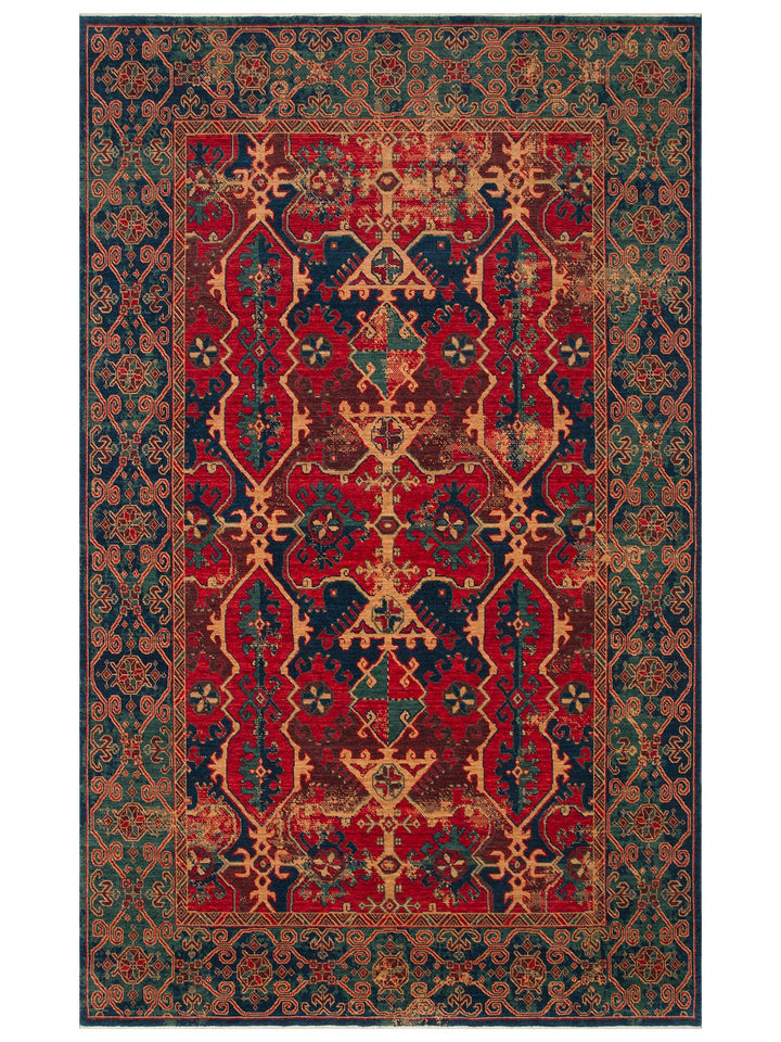 Göbeklitepe Serisi Anadolu Motiflerine Sahip %100 Yeni Zelanda Yünü ile Üretilen El Emeği Kara Tezgah Halı 01NAVRD - Carpetdocia