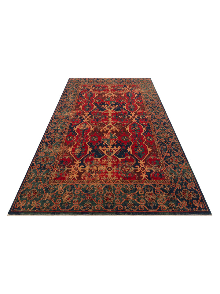 Göbeklitepe Serisi Anadolu Motiflerine Sahip %100 Yeni Zelanda Yünü ile Üretilen El Emeği Kara Tezgah Halı 01NAVRD - Carpetdocia