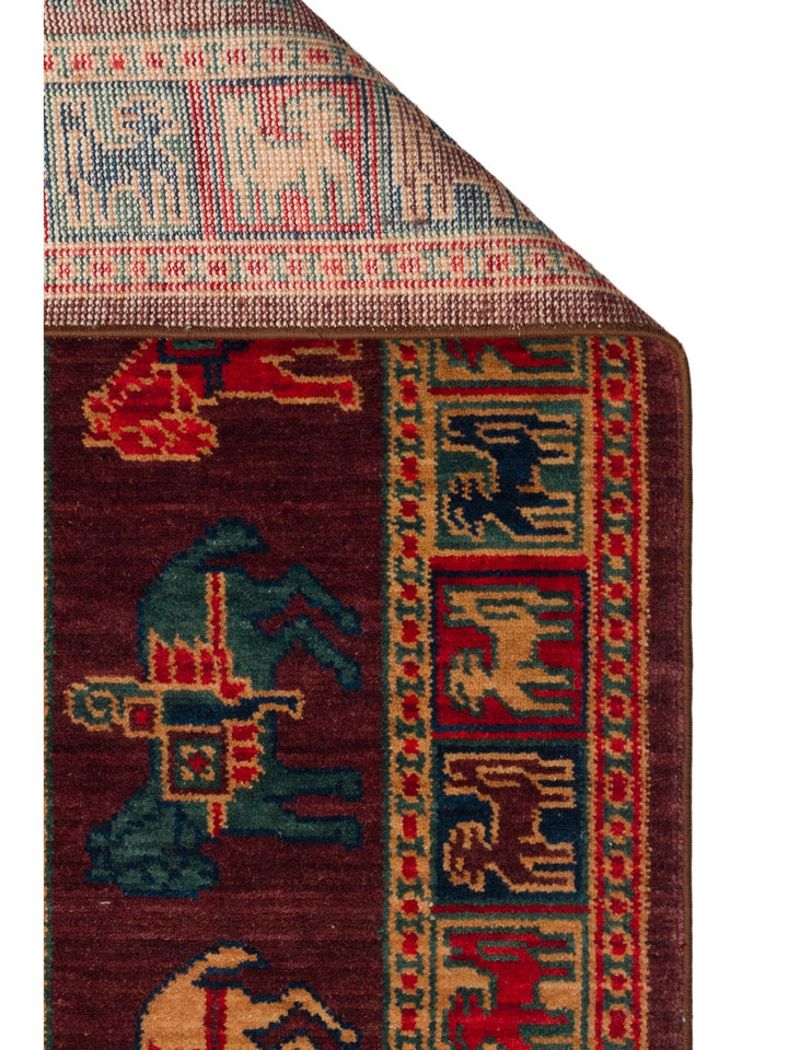 Göbeklitepe Serisi Anadolu Motiflerine Sahip %100 Yeni Zelanda Yünü ile Üretilen El Emeği Kara Tezgah Halı 08VIOLT - Carpetdocia