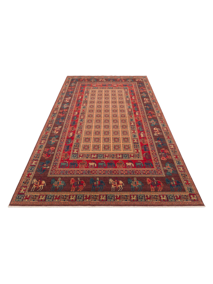 Göbeklitepe Serisi Anadolu Motiflerine Sahip %100 Yeni Zelanda Yünü ile Üretilen El Emeği Kara Tezgah Halı 08VIOLT - Carpetdocia