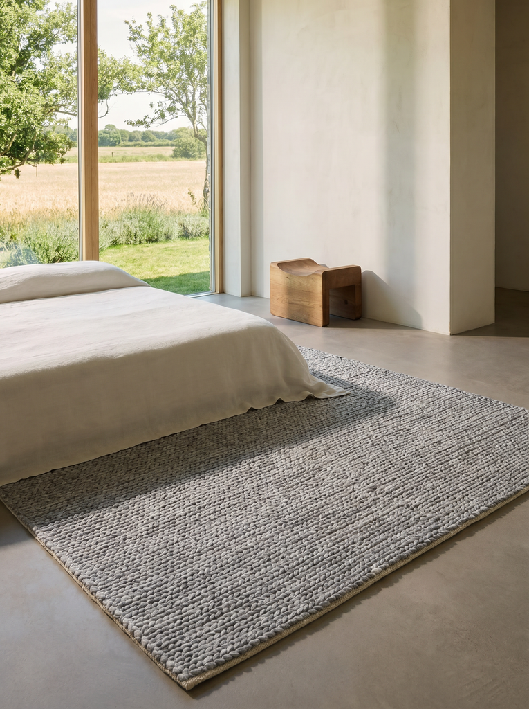 Tappeto fatto a mano Woolstar al 100% Lana Naturale con Motivo Kazak per Salotto, Soggiorno, Corridoio, Ingresso GREY