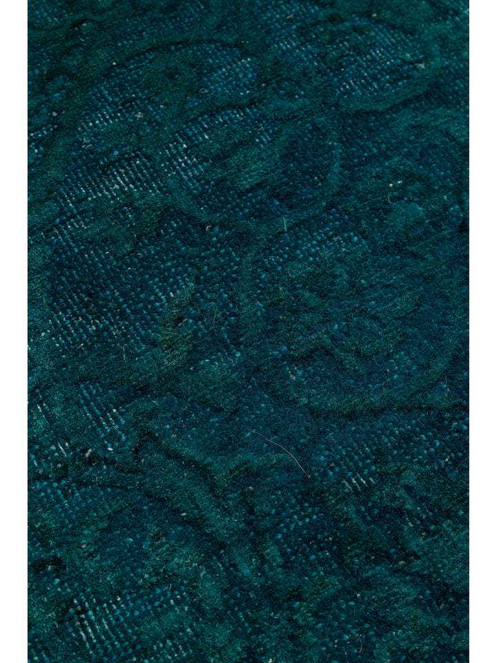 El dokuma Hindistan Jaipur halı Petrol Mavisi 197x297 cm doku yakın çekim detay