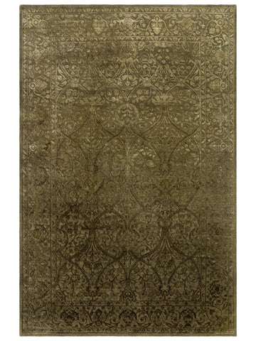 El dokuma Hindistan Jaipur halı Taş Yeşili 193x297 cm kuşbakışı üstten görünüm