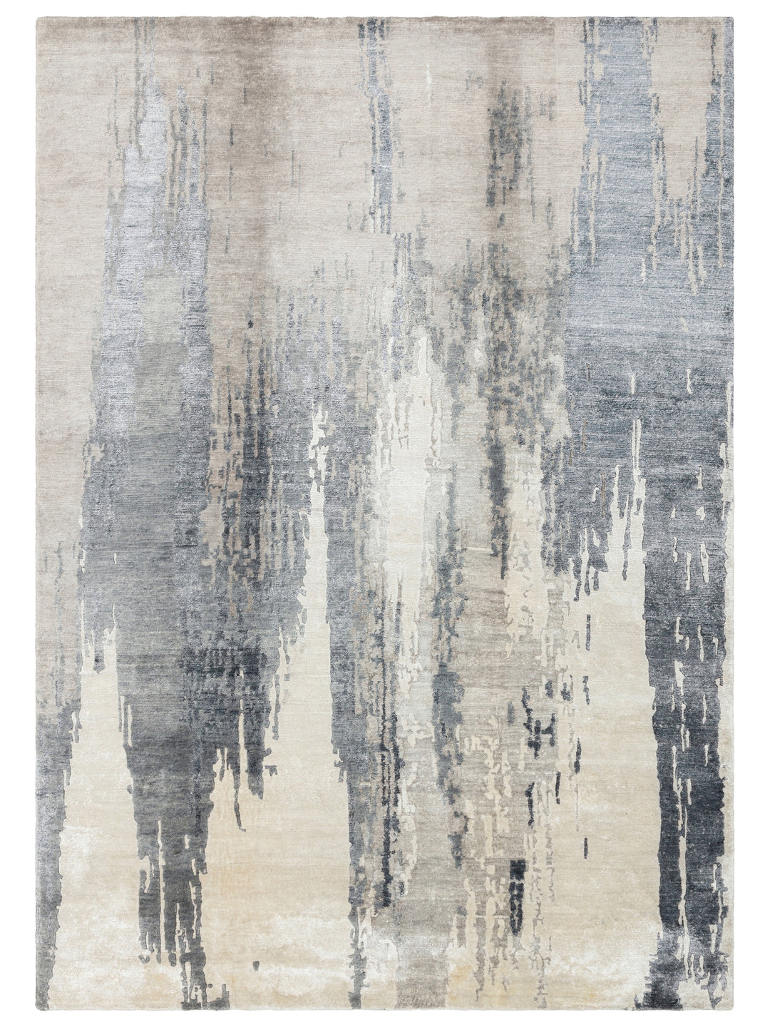 El dokuma Hindistan Jaipur halı Krem Gri 170x240 cm kuşbakışı üstten görünüm