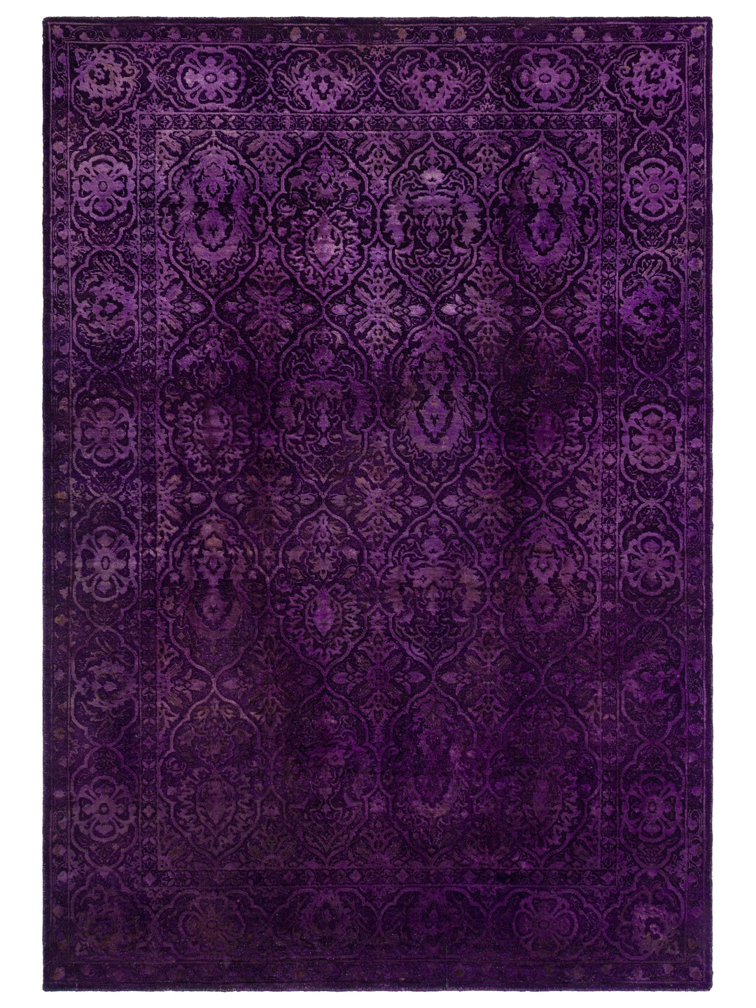 El dokuma Hindistan Jaipur halı Antik Mor 166x239 cm kuşbakışı üstten görünüm