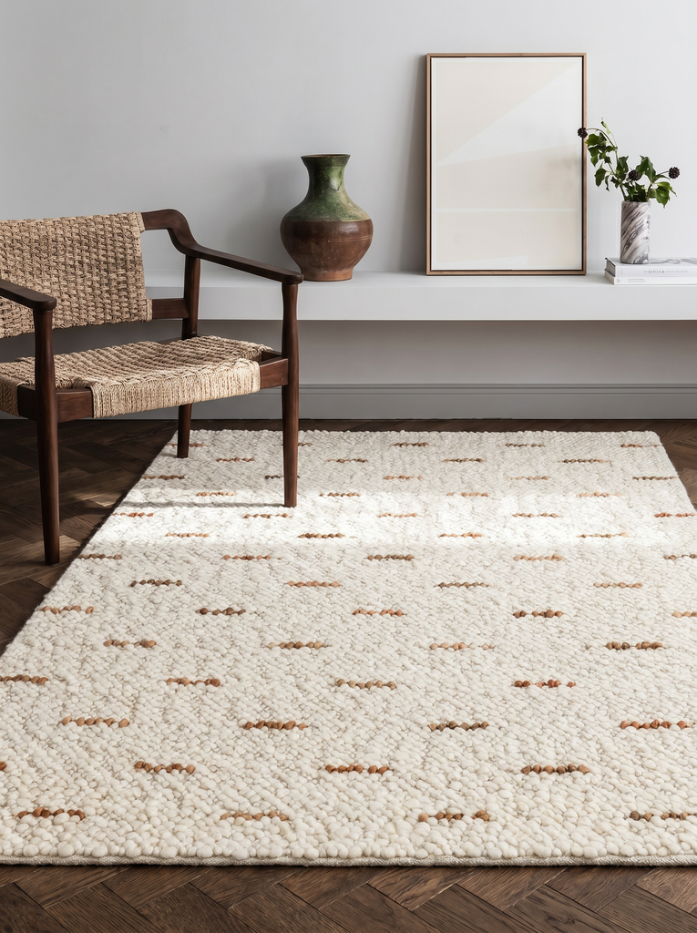 Tappeto fatto a mano Woolstar al 100% Lana Naturale con Motivo Kazak per Salotto, Soggiorno, Corridoio, Ingresso JD 06 NAT