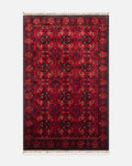 Tapis Uşak TENCEL™ à motif afghan Kabil, fabriqué à la main sur des métiers spéciaux 952 ROUGE
