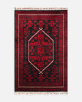 Tapis Uşak TENCEL™ à motif afghan Kabil, fabriqué à la main sur des métiers spéciaux 956 BLEU