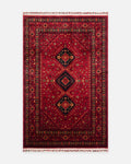 Tapis Uşak TENCEL™ à motif afghan Kabil, fabriqué à la main sur des métiers spéciaux 961 ROUGE