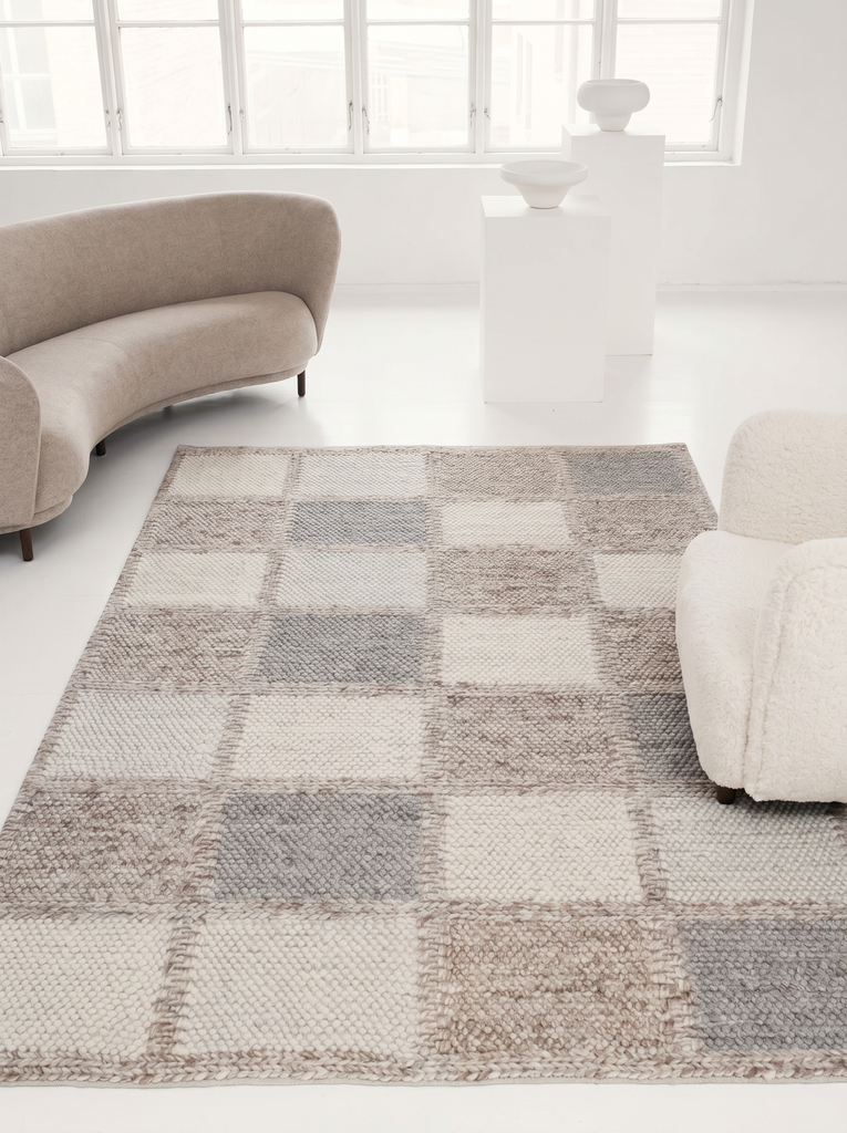 Tappeto fatto a mano Woolstar al 100% Lana Naturale con Motivo Kazak per Salotto, Soggiorno, Corridoio, Ingresso MARJORY NAT