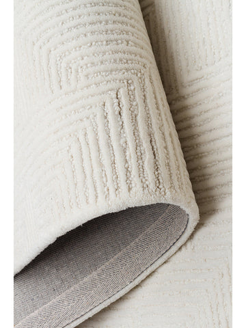 Milano Serie Woll- und Baumwollmischung handgeknüpfter Teppich IVORY