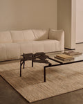 Helsinki Série Tapis tissé main moderne scandinave en laine naturelle 100 % et viscose pour salon, séjour BEIGE