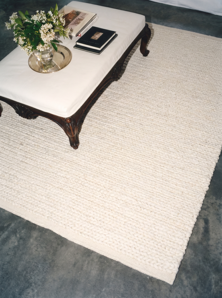 Woolstar %100 natürliche Kaschmir gemusterter Wohnzimmer Flur Eingangsbereich handgewebter gestrickter Teppich 07 WHITE